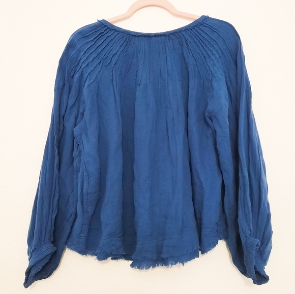Free People We The Free Blue Peasant Blouse XS NWT - Picture 2 of 5